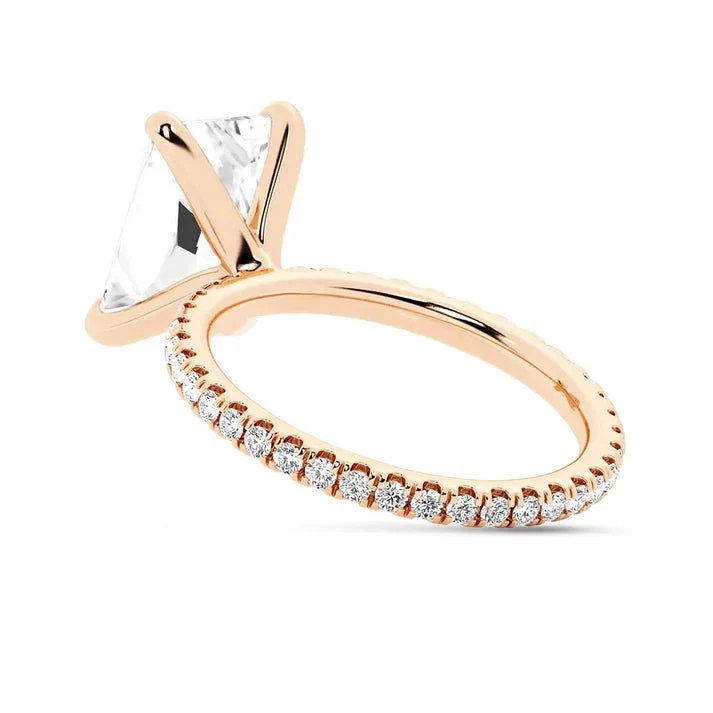 Radiant Cut Moissanite Engagement Ring with Eternity Pavé Band