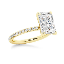 Load image into Gallery viewer, Radiant Cut Moissanite Engagement Ring with Eternity Pavé Band