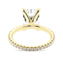 Load image into Gallery viewer, Radiant Cut Moissanite Engagement Ring with Eternity Pavé Band