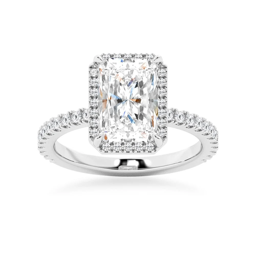 Love Promise Radiant Cut Moissanite Halo Ring