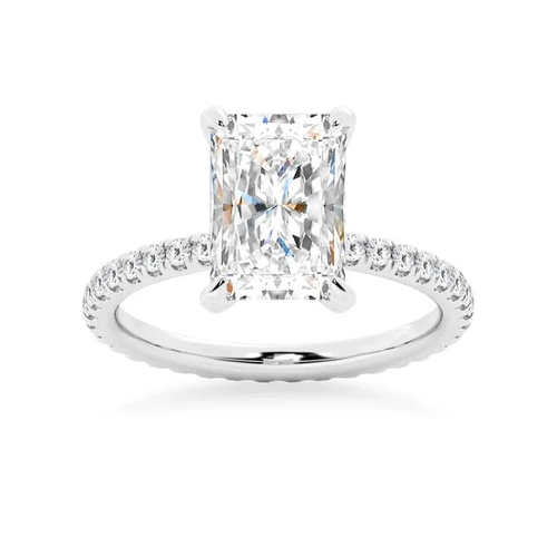 5CT Radiant Cut Moissanite Engagement Ring with Eternity Pavé Band