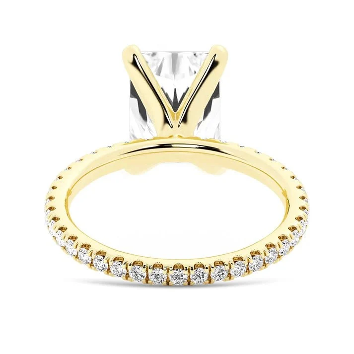 5CT Radiant Cut Moissanite Engagement Ring with Eternity Pavé Band