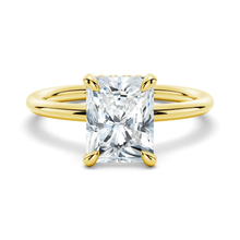Load image into Gallery viewer, Classic Four-Prong Radiant Moissanite Engagement Ring with Hidden Halo