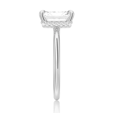 Load image into Gallery viewer, Classic Four-Prong Radiant Moissanite Engagement Ring with Hidden Halo