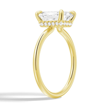Load image into Gallery viewer, Classic Four-Prong Radiant Moissanite Engagement Ring with Hidden Halo