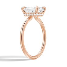 Load image into Gallery viewer, Classic Four-Prong Radiant Moissanite Engagement Ring with Hidden Halo