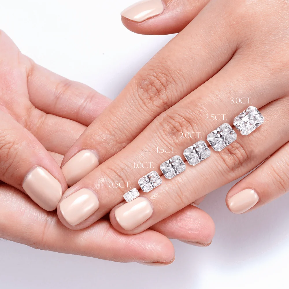 Classic Four-Prong Radiant Moissanite Engagement Ring with Hidden Halo
