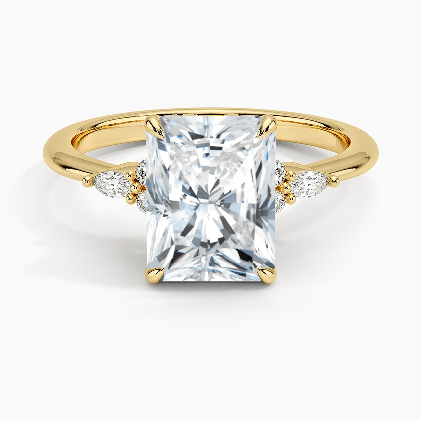 Elegant Radiant Moissanite Engagement Ring with Accent Stones