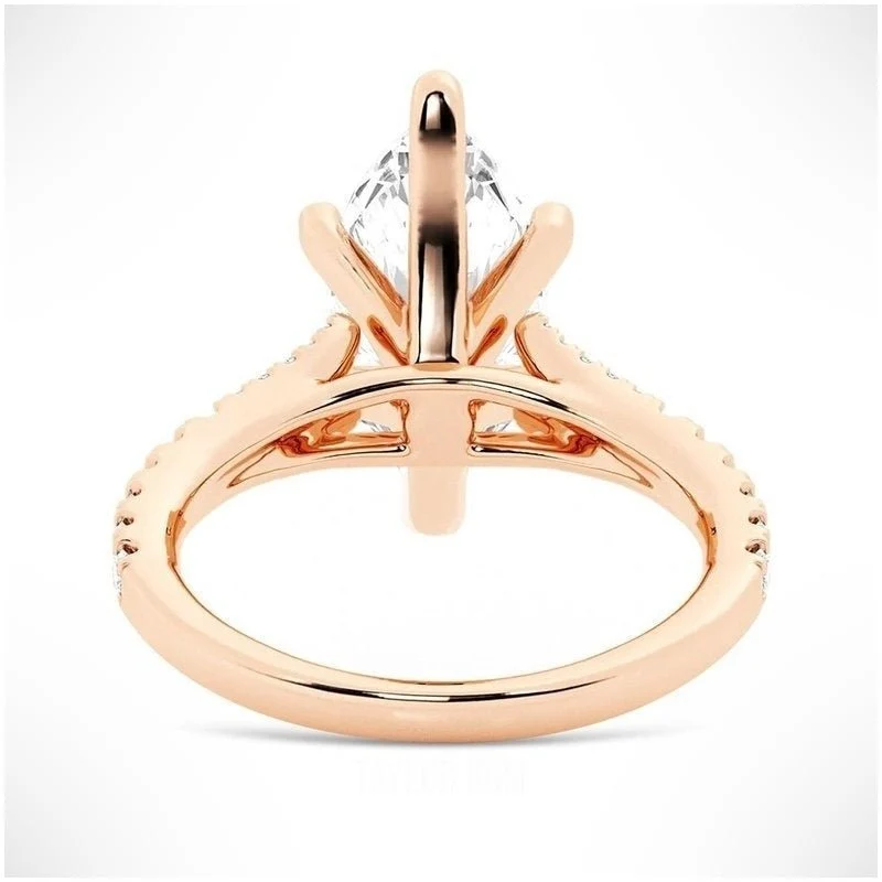 Marquise Cut Split-Shank Moissanite Engagement Ring