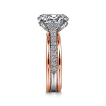 Load image into Gallery viewer, 2CT Double Row Pave Oval Moissanite Engagement Ring With Hidden Halo
