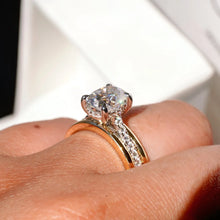 Load image into Gallery viewer, 2CT Double Row Pave Oval Moissanite Engagement Ring With Hidden Halo