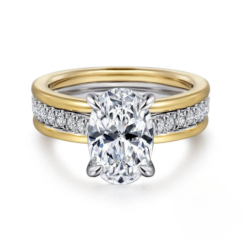 2CT Double Row Pave Oval Moissanite Engagement Ring With Hidden Halo