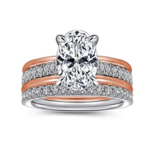 Load image into Gallery viewer, 2CT Double Row Pave Oval Moissanite Engagement Ring With Hidden Halo