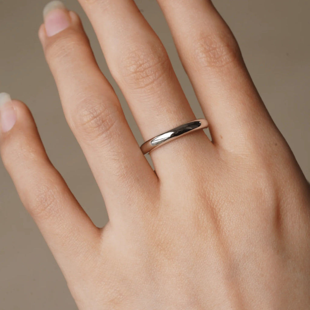 Sterling Silver Dome Wedding Band