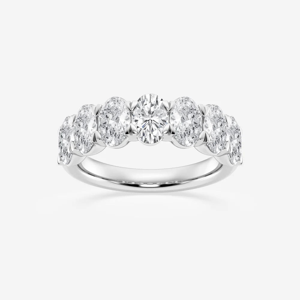 Oval Moissanite Seven Stone Wedding Band