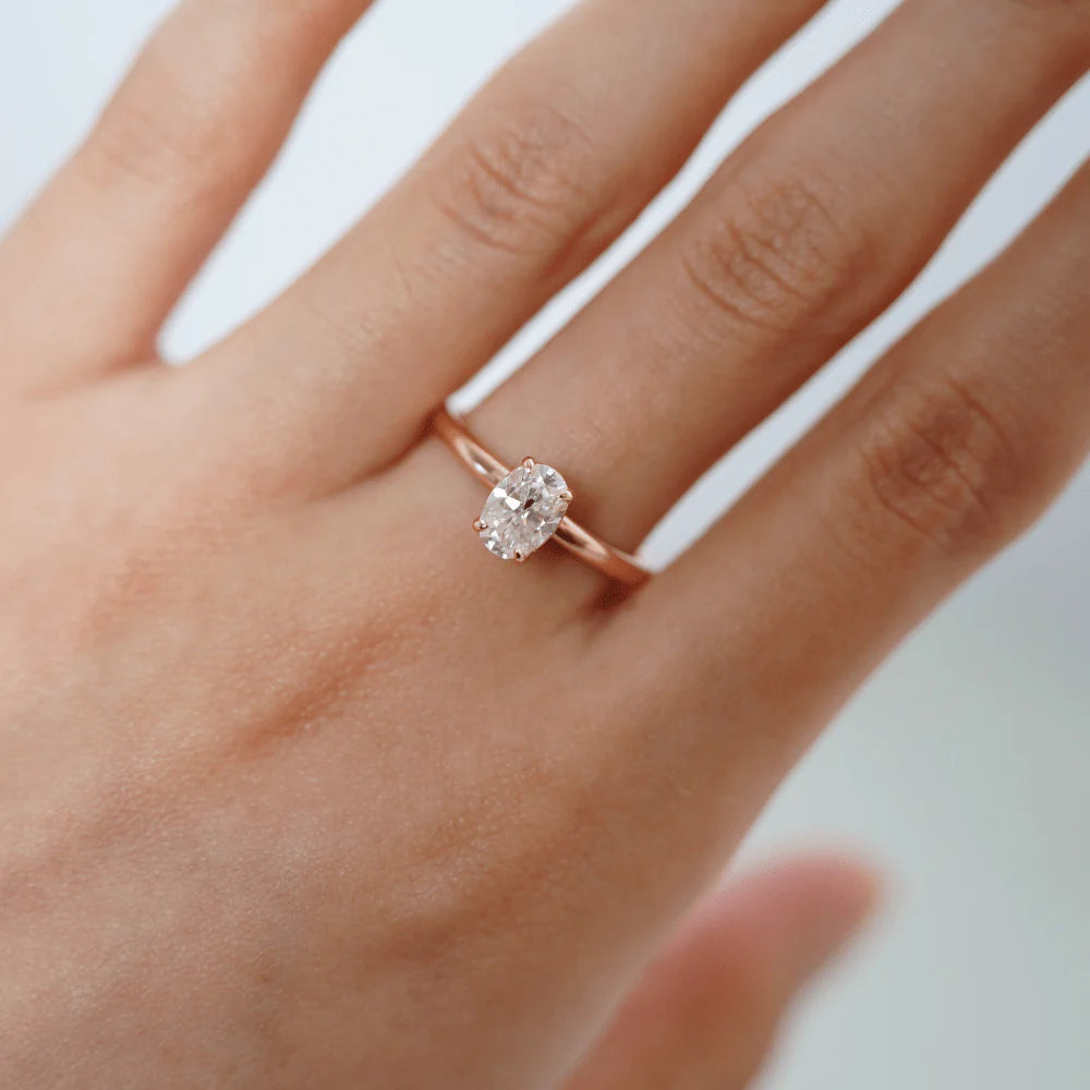 Oval Moissanite Ring in 18K Gold Setting