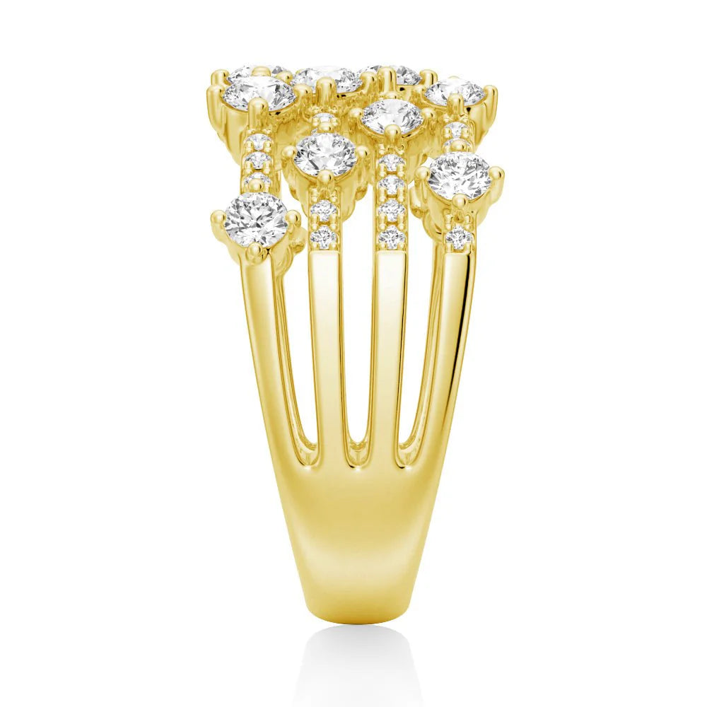 Brilliant Multi-Row Moissanite Ring