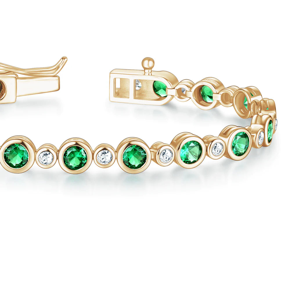 4.24CT Emerald & White Sapphire Bracelet – S925 Silver
