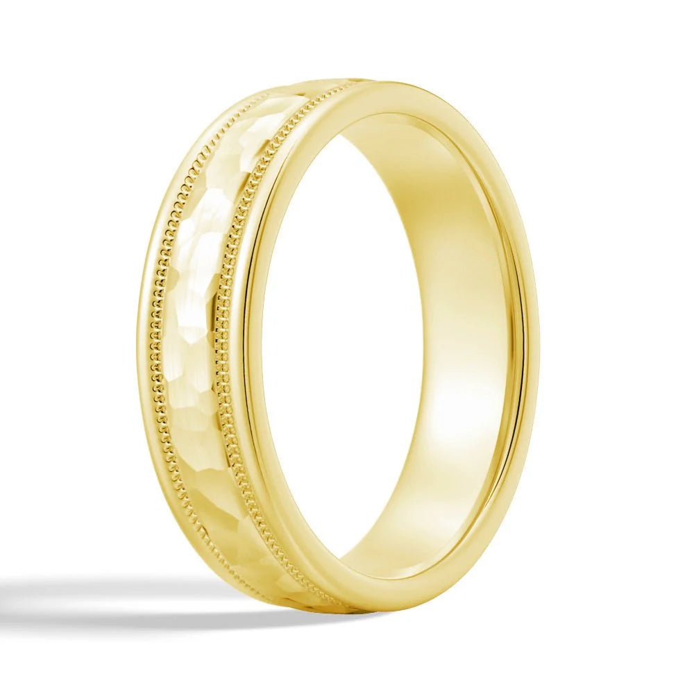 Gold Hammered Wedding Ring