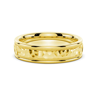 Hammered Finish Gold Wedding Ring for Men