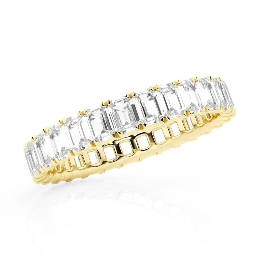 Modern Emerald Cut Moissanite Band