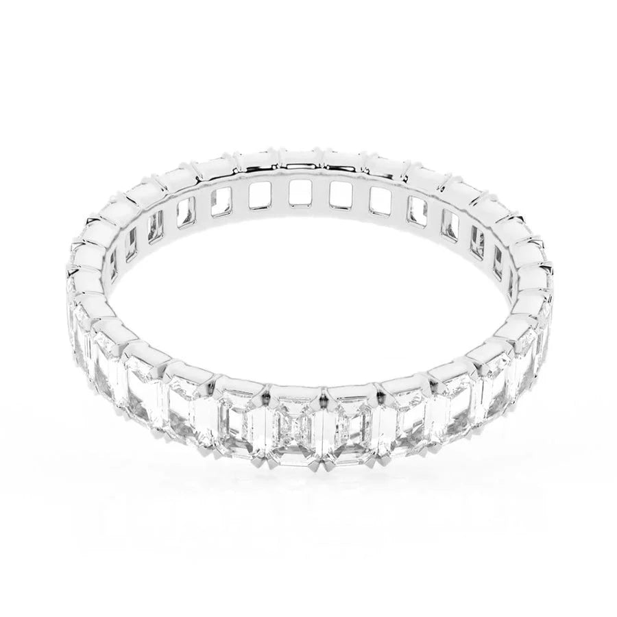 Platinum Emerald Moissanite Ring