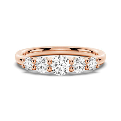 5 Stone Moissanite Ring Closeup