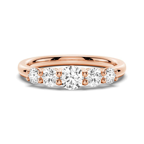 5 Stone Moissanite Ring Closeup