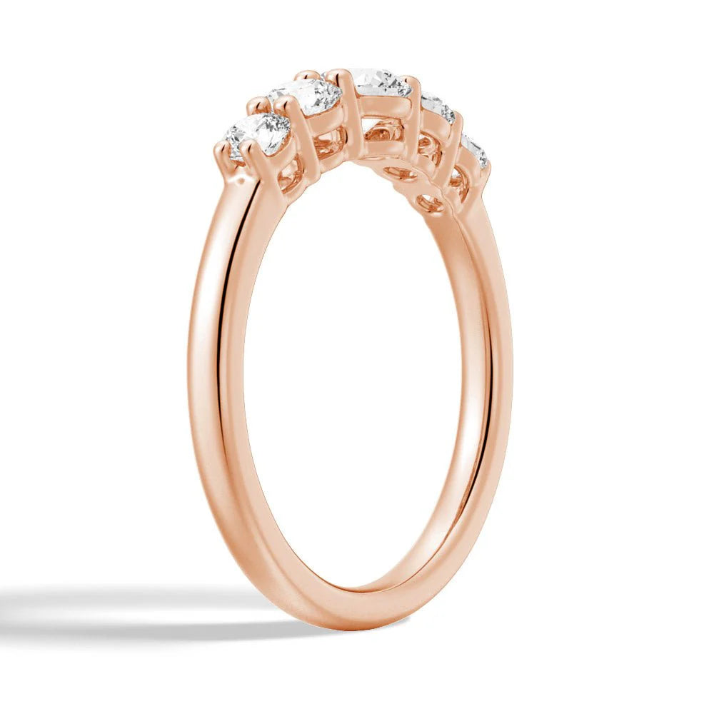 5 Stone Round Cut Moissanite Wedding Band Ring