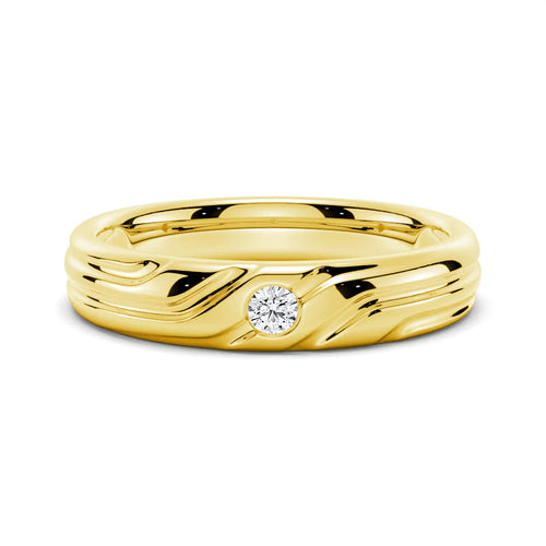 Modern Men’s Ring with Off-Center Moissanite