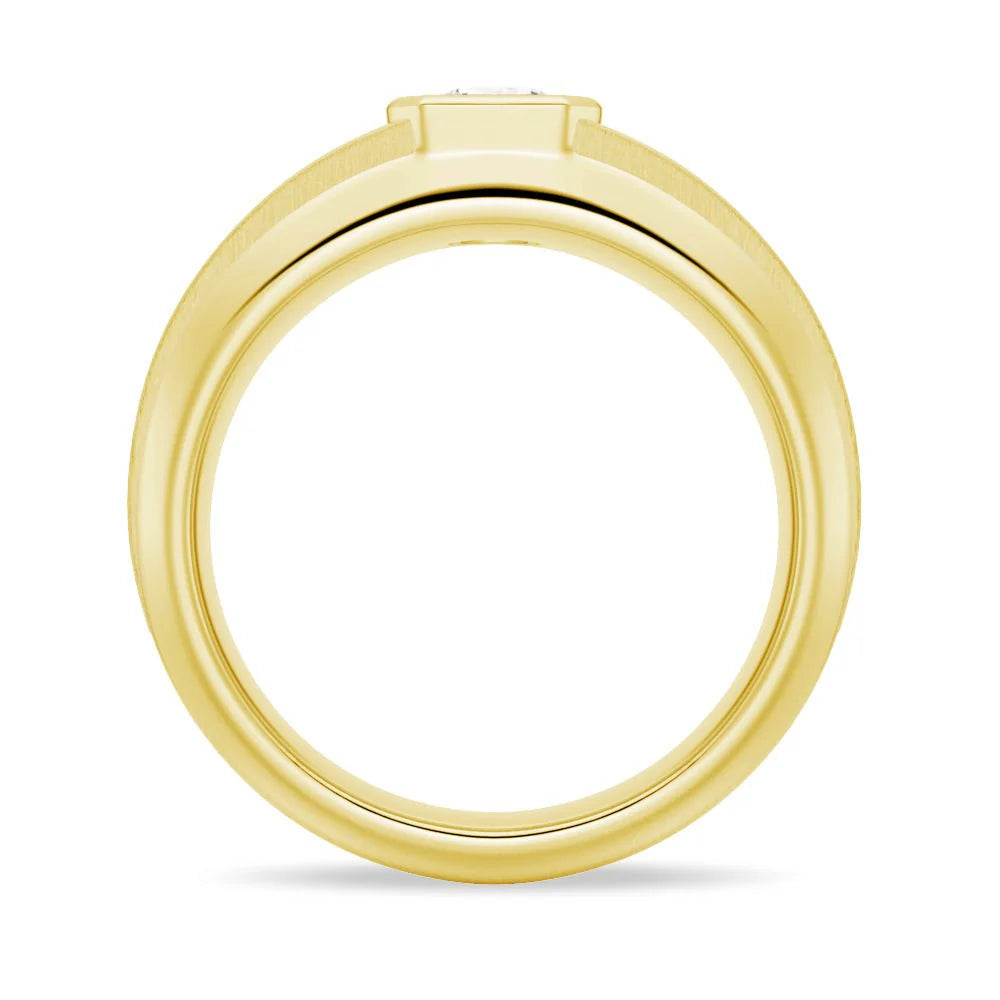 6.5mm Beveled Edge Solitaire Moissanite Men’s Band – Silver, Gold or Platinum