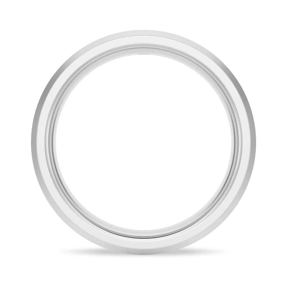 6mm Bezel Set Moissanite Men’s Wedding Ring – Beveled Edge Silver, Gold or Platinum Band