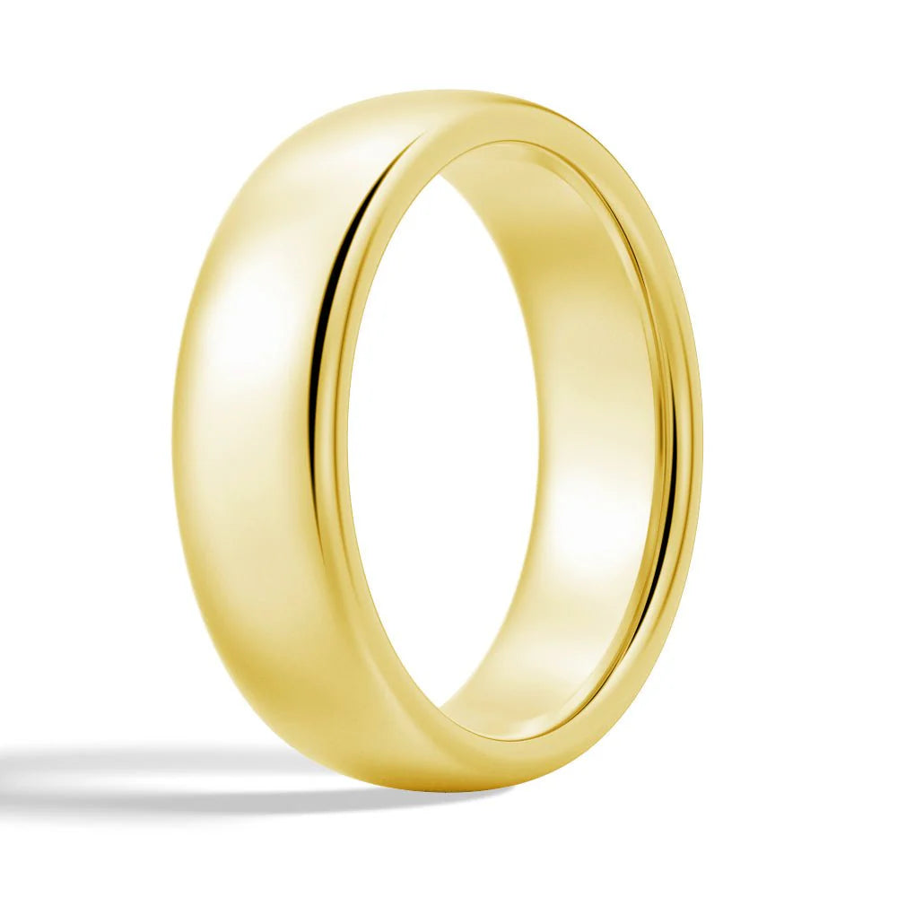 6mm High Polished Men’s Wedding Band – Silver, Gold or Platinum Ring