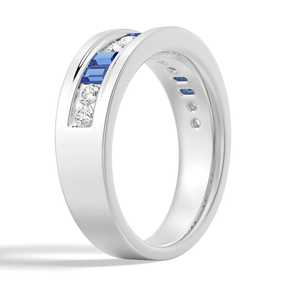 Sapphire and Moissanite Ring for Him