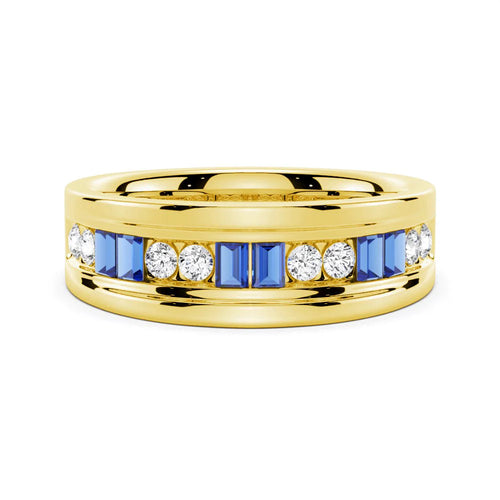 Blue Sapphire Men’s Wedding Band