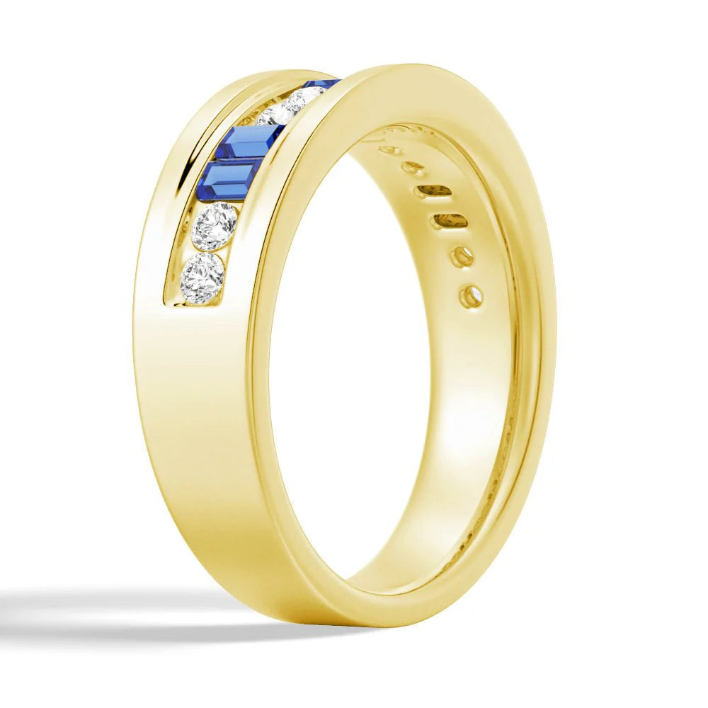 Gold and Platinum Sapphire Moissanite Band