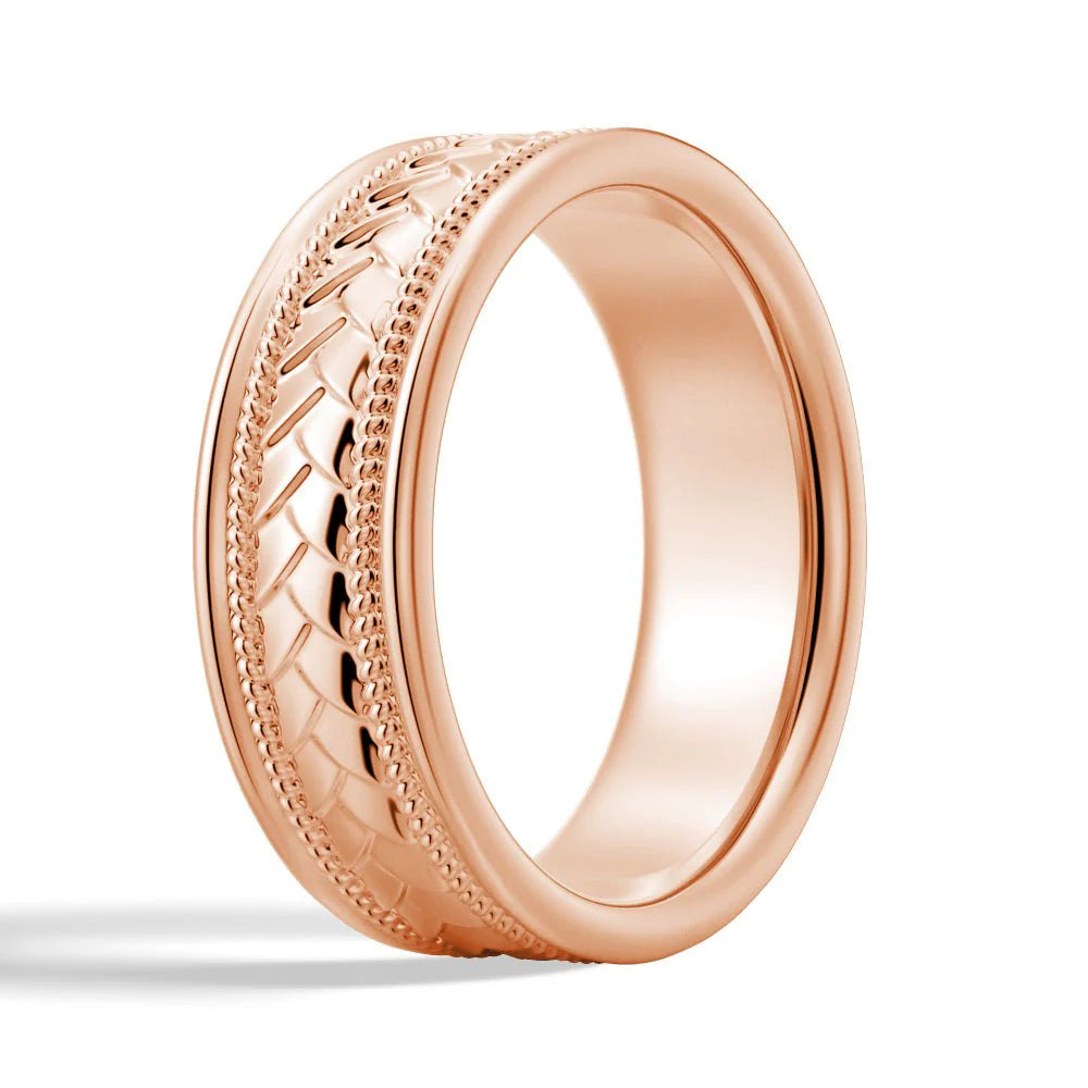 7mm Twisted Rope Men’s Wedding Band – Silver, Gold or Platinum Ring