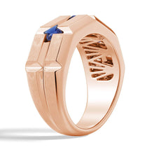 Load image into Gallery viewer, 8mm Brushed Sapphire Men’s Wedding Band – Silver, Gold or Platinum Ring