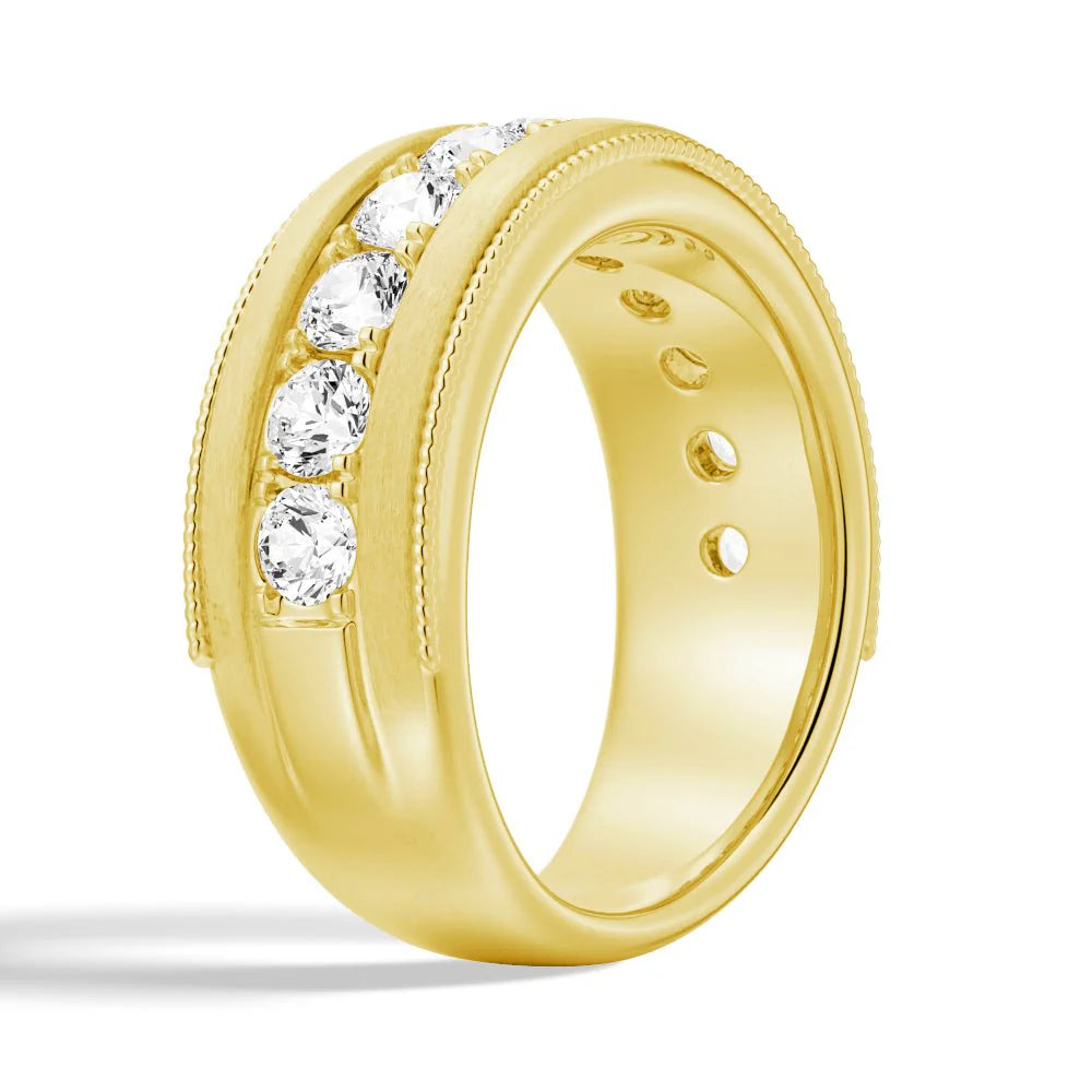 9mm Bezel Set Moissanite Men’s Wedding Band – Silver, Gold, or Platinum Ring