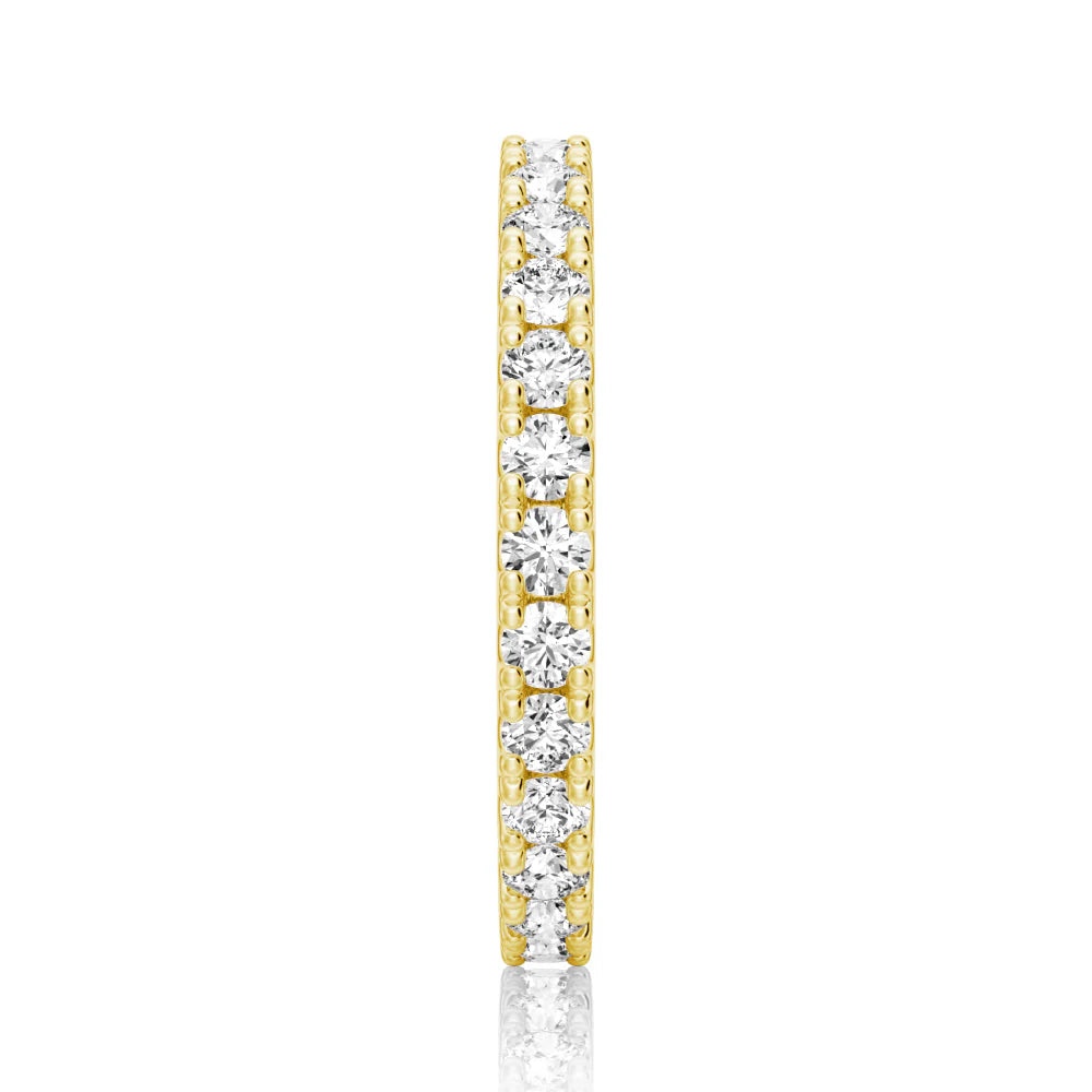 2.2mm French Pave Round Cut Moissanite Ring Eternity Band