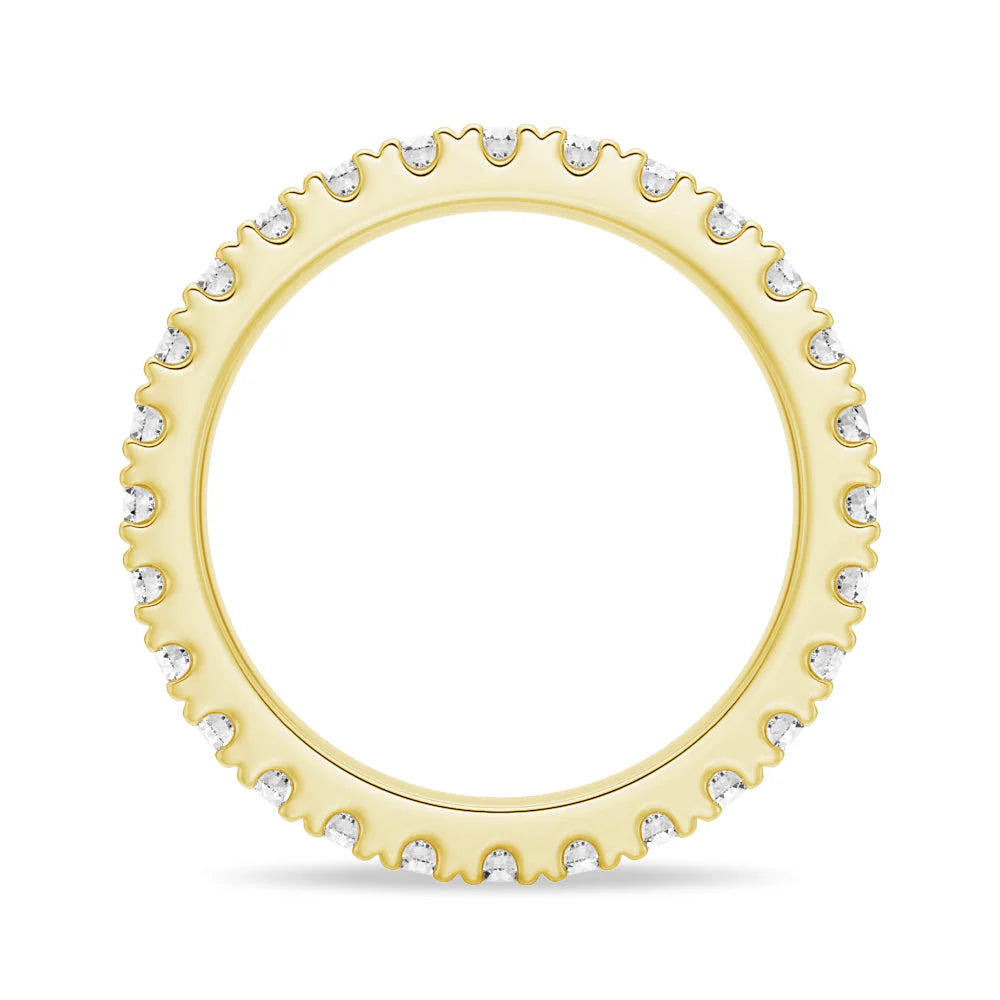 2.2mm French Pave Round Cut Moissanite Ring Eternity Band