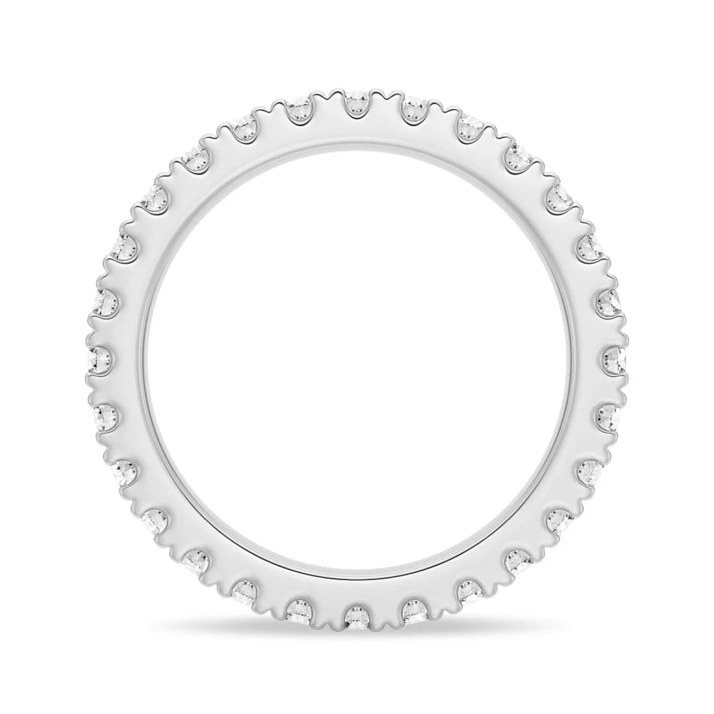 2.2mm French Pave Round Cut Moissanite Ring Eternity Band