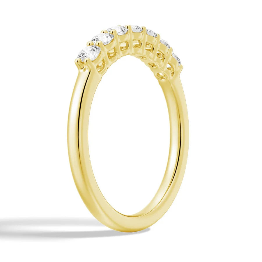 Petite 7 Stone French Pave Moissanite Ring Wedding Band