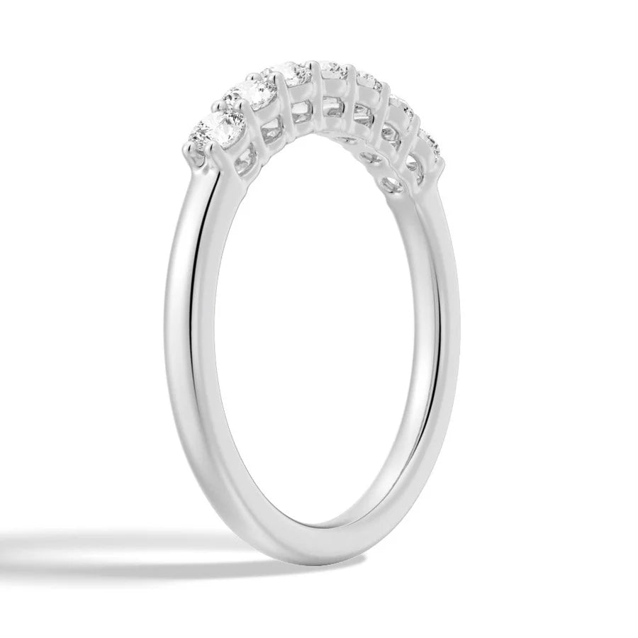 Petite 7 Stone French Pave Moissanite Ring Wedding Band