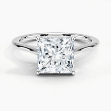 Load image into Gallery viewer, Petite Four Prong Solitaire Princess Moissanite Ring