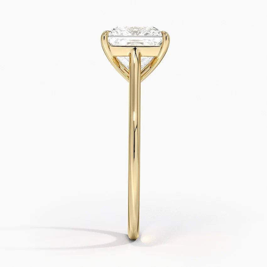 Petite Four Prong Solitaire Princess Moissanite Ring