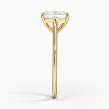 Load image into Gallery viewer, Petite Four Prong Solitaire Princess Moissanite Ring