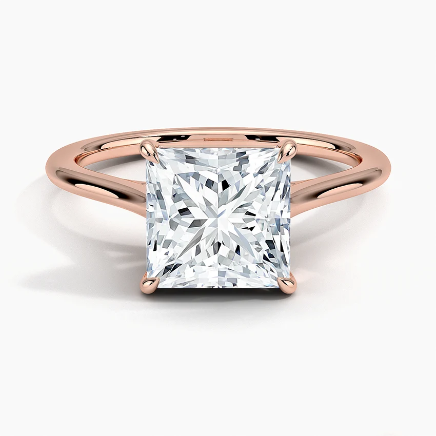 Petite Four Prong Solitaire Princess Moissanite Ring