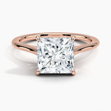Load image into Gallery viewer, Petite Four Prong Solitaire Princess Moissanite Ring