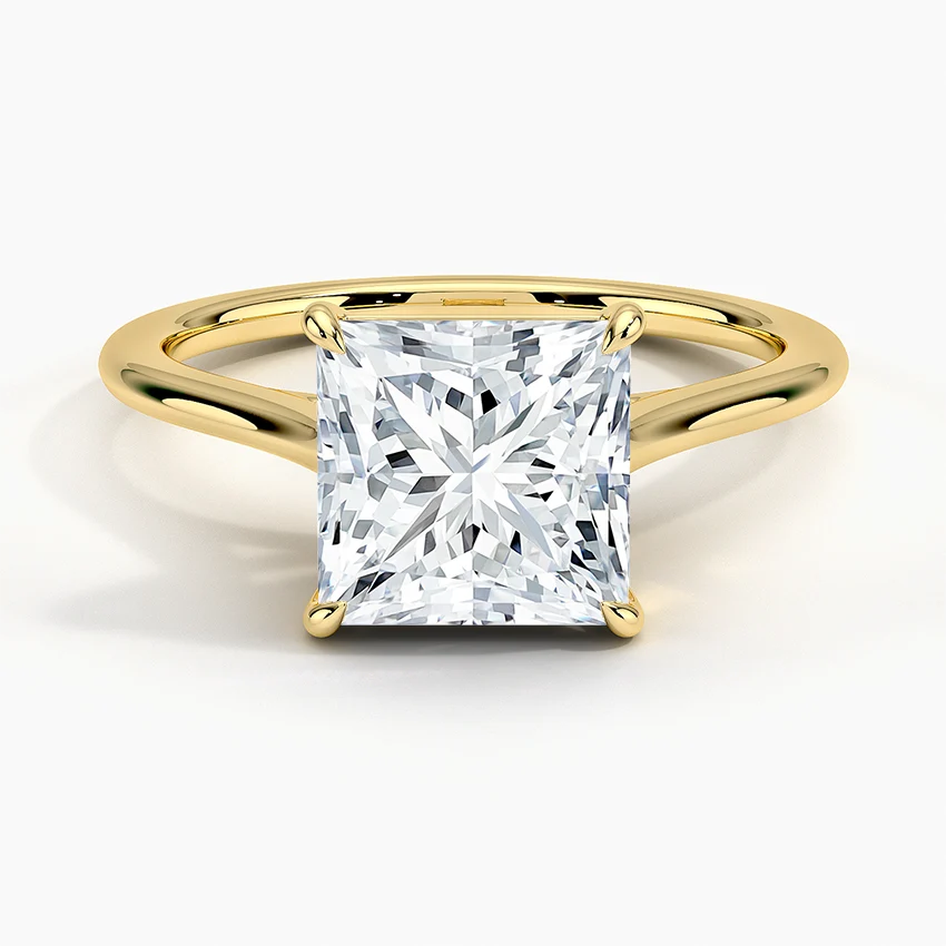 Petite Four Prong Solitaire Princess Moissanite Ring